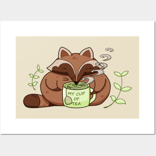 Cute Raccoon – Tea and Animal Lover Design Posters and Art